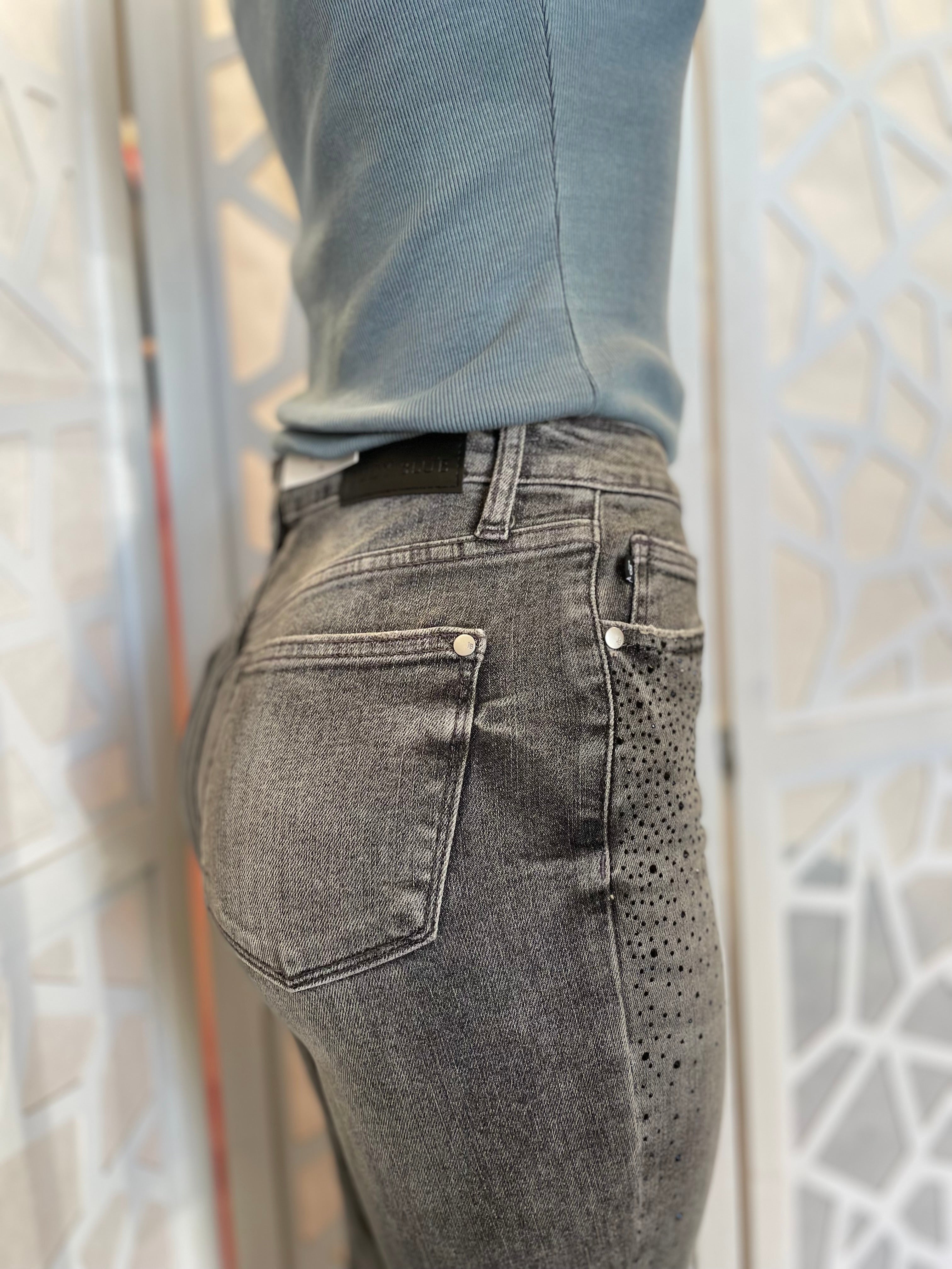 JB Grey HW Rhinestone Straight