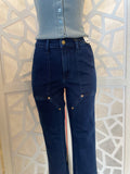JB Dark HW Knee Patch Straight Jean