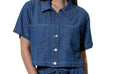 Collared button down denim top