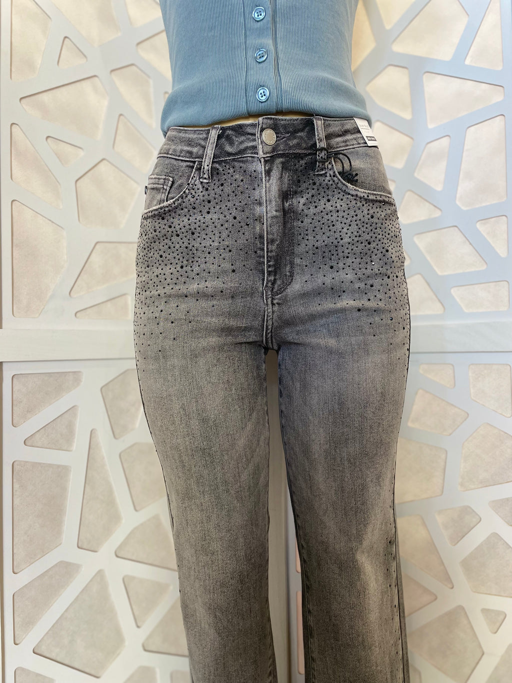 JB Grey HW Rhinestone Straight