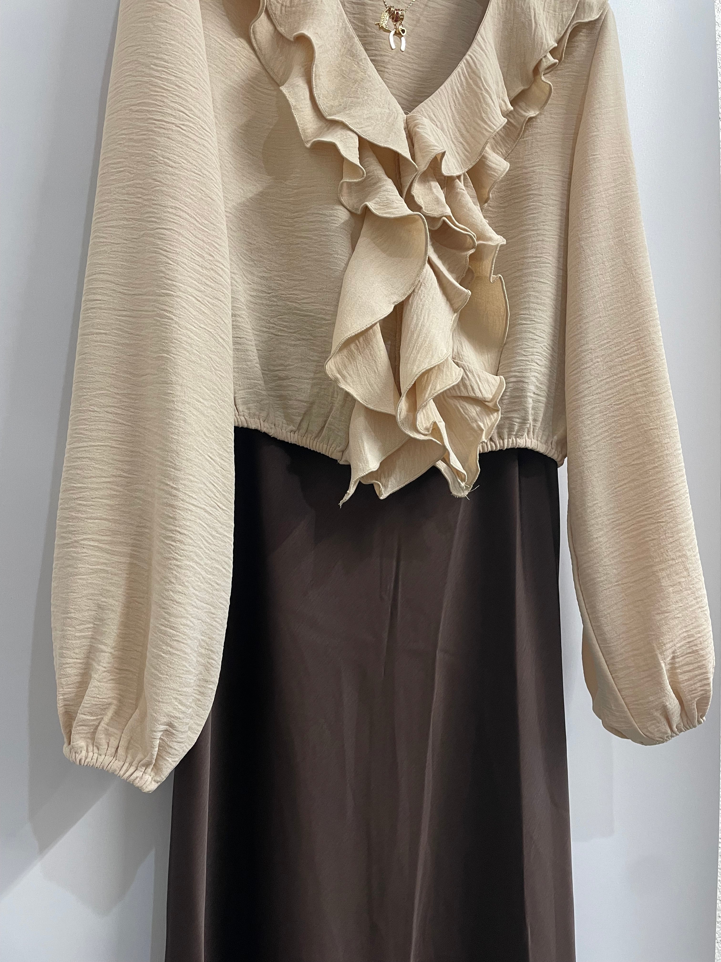 Ruffle cascade blouse