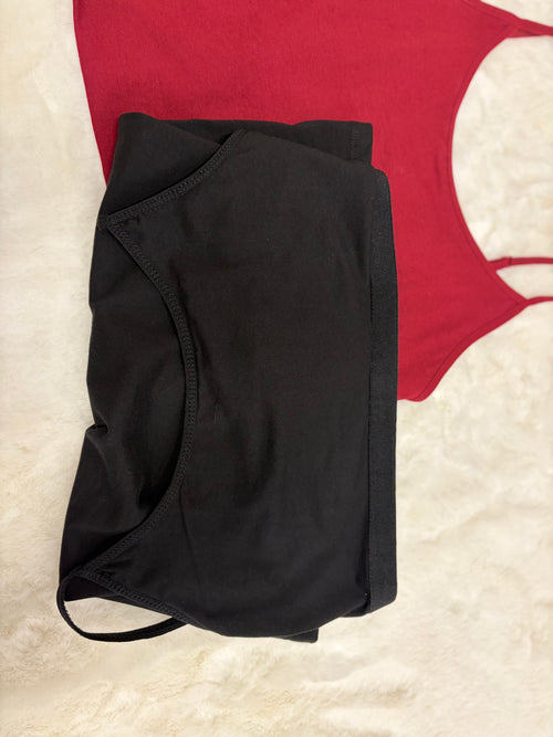 Blk/Burgundy Bra Cami Top