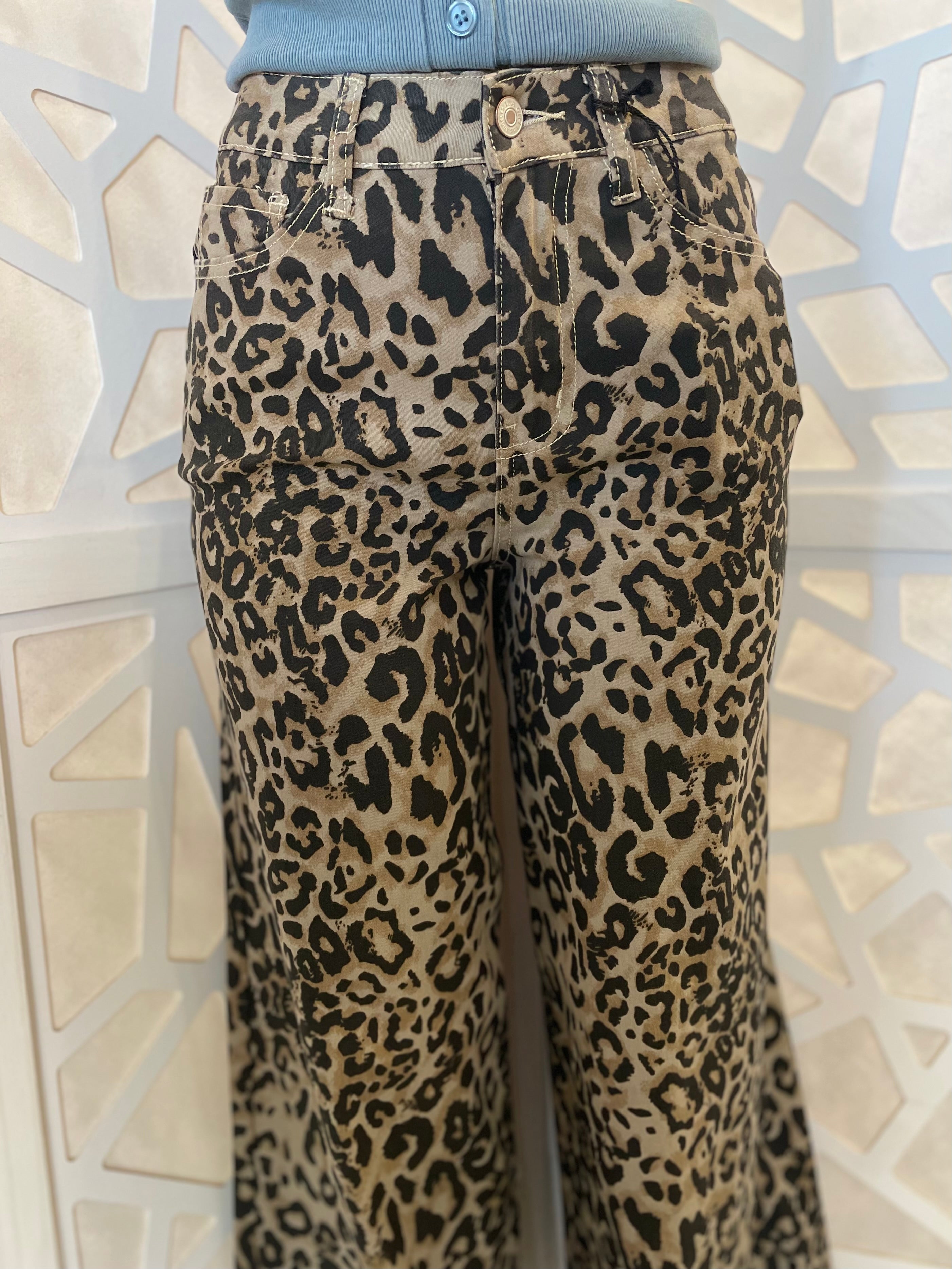 Leopard Print Wide Leg Pants