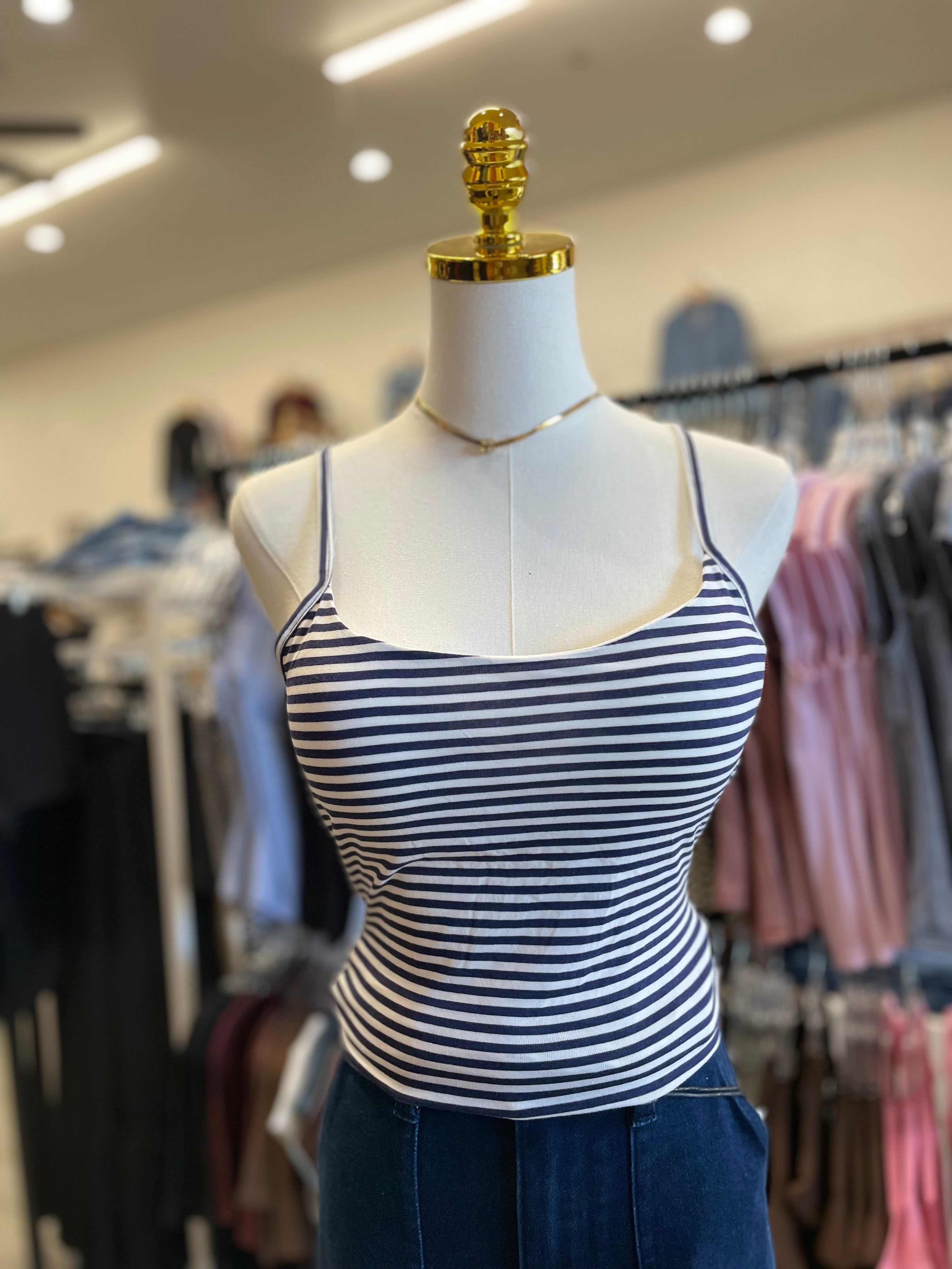 Navy/Wht Built in bra cami