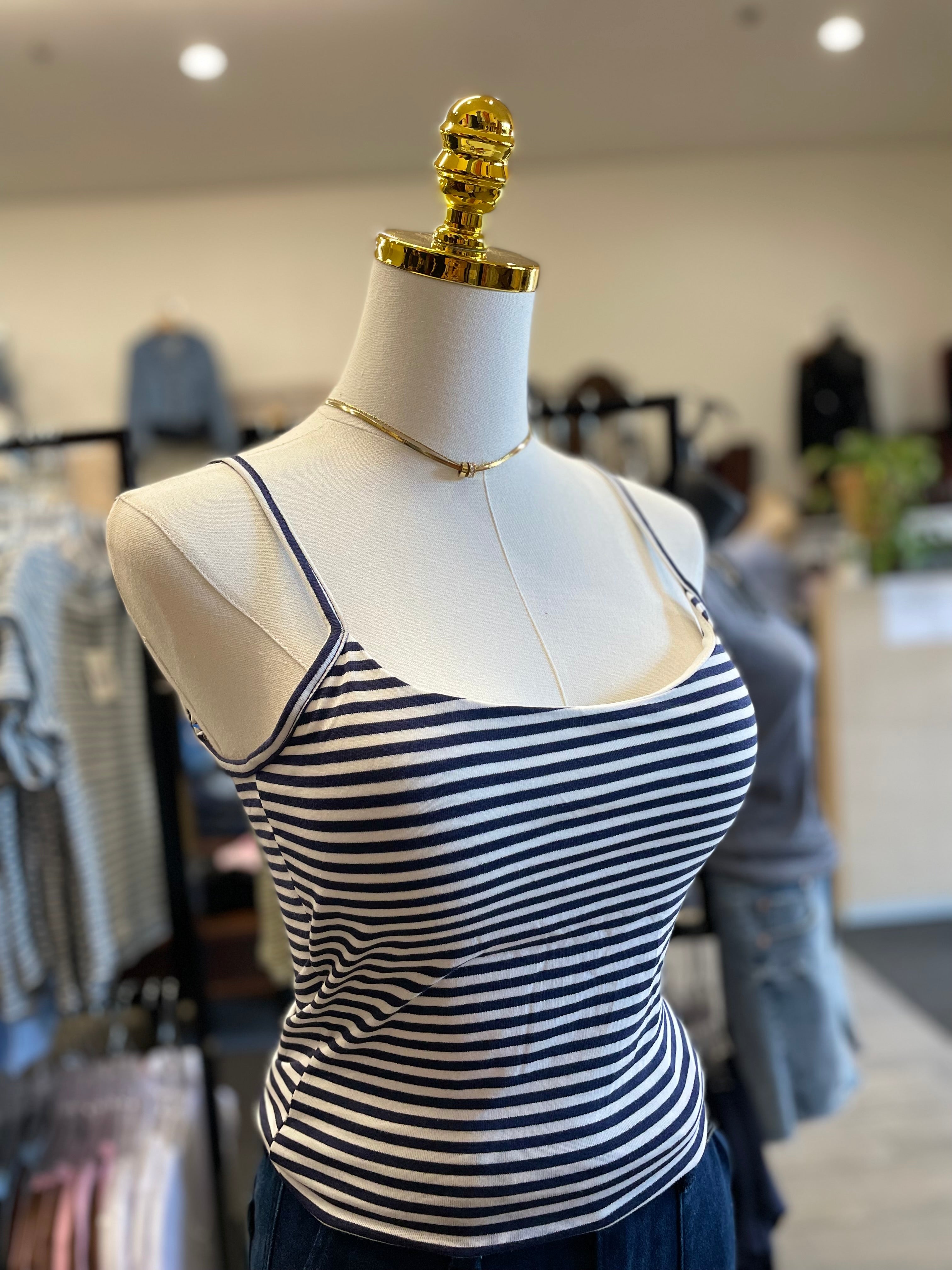Navy/Wht Built in bra cami