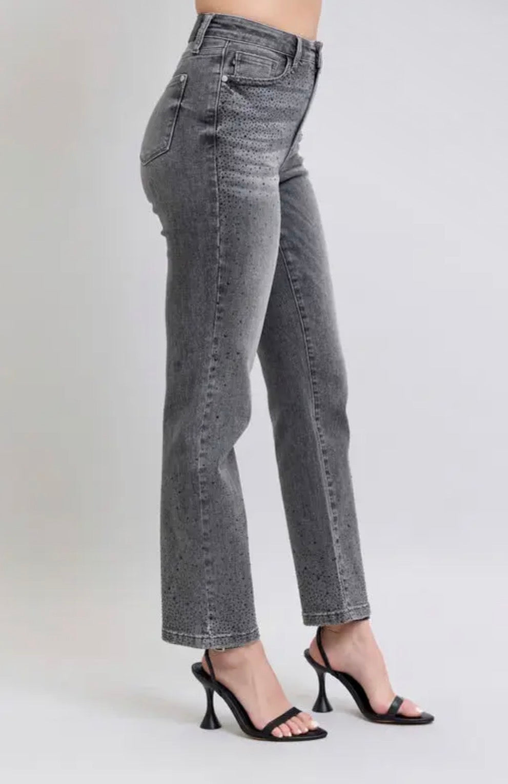 JB Grey HW Rhinestone Straight