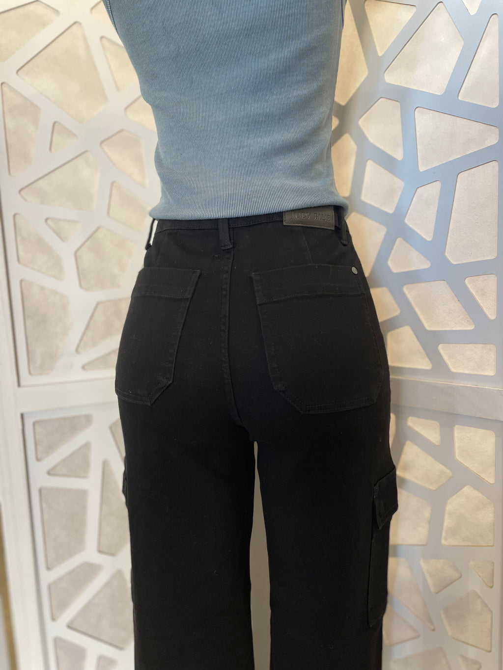 JB Blk Cargo Wide Leg W/Pocket Detail
