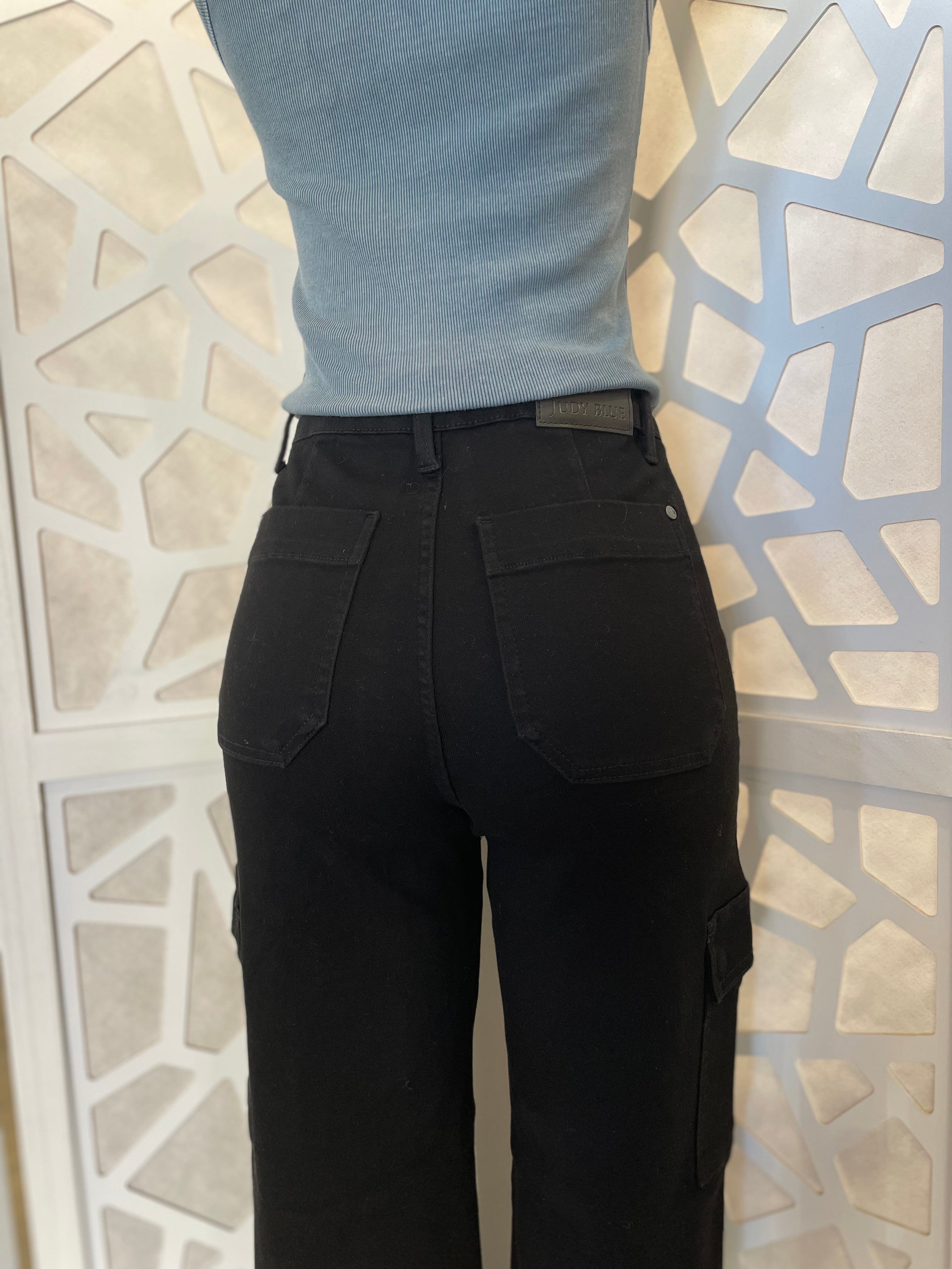 JB Blk Cargo Wide Leg W/Pocket Detail