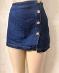 Gold button Dark Denim Mini Skort
