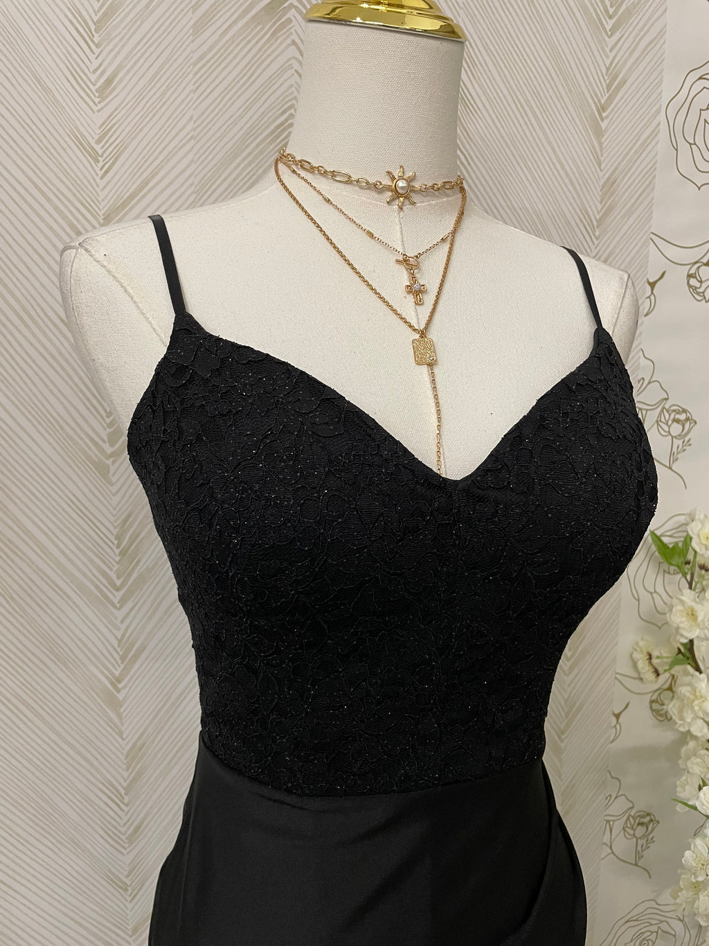 Midi dress with stretch fabric glitter top