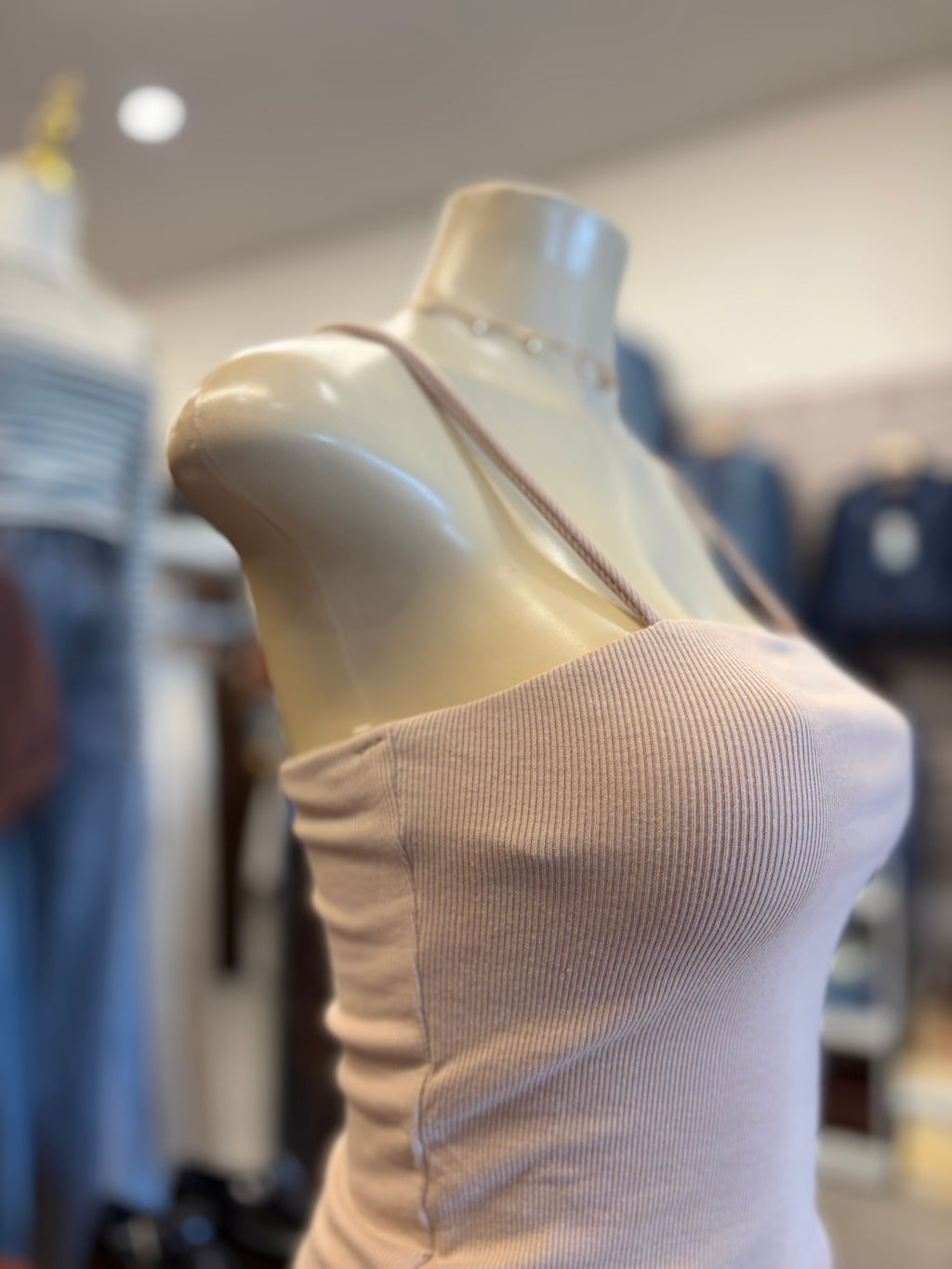 Beige Straight Neck Cami top