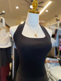 Black Square Halter Neck Knit Top