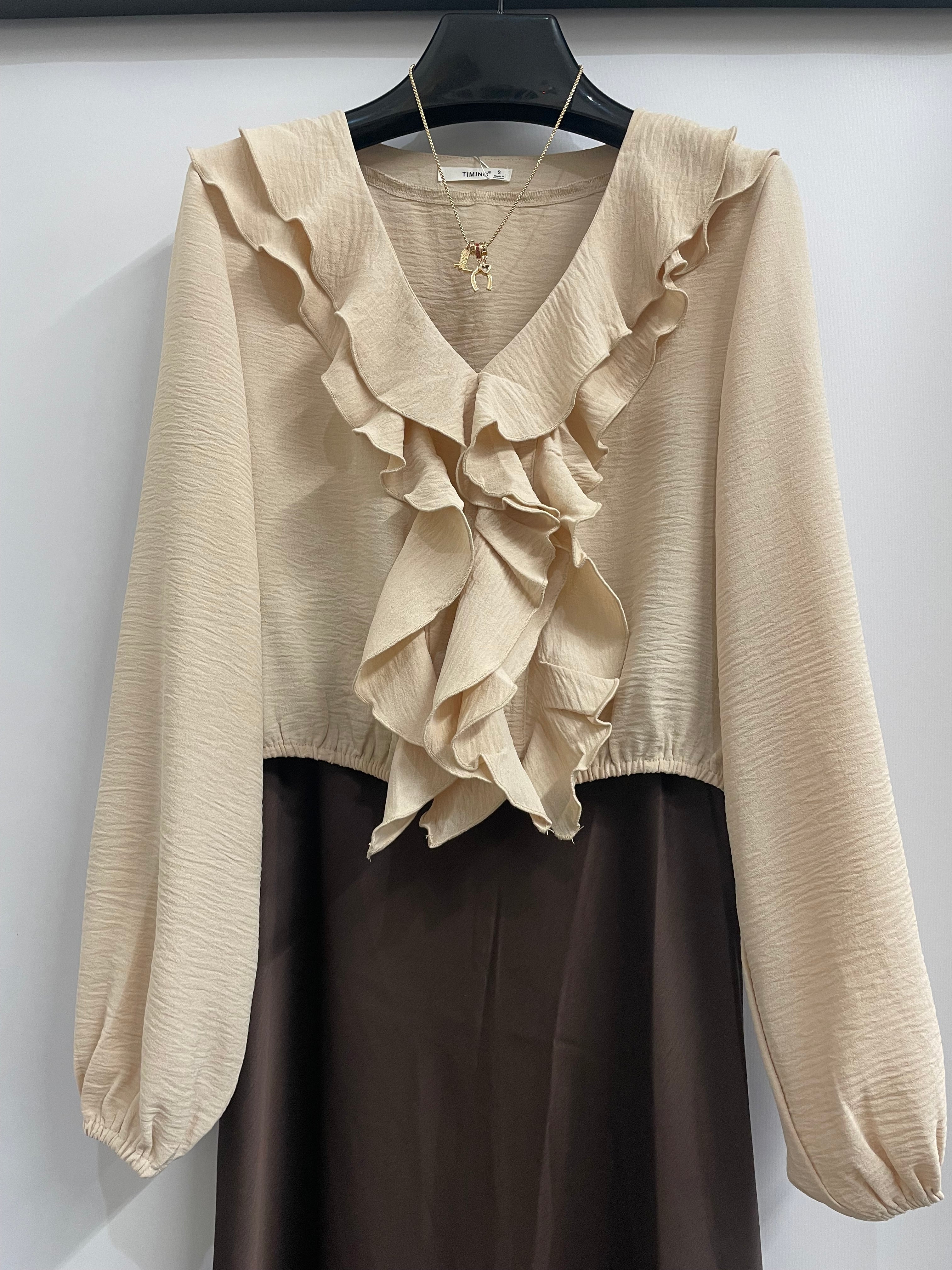 Ruffle cascade blouse
