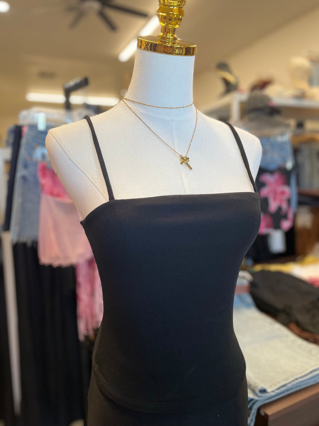Black Rib Cami Top
