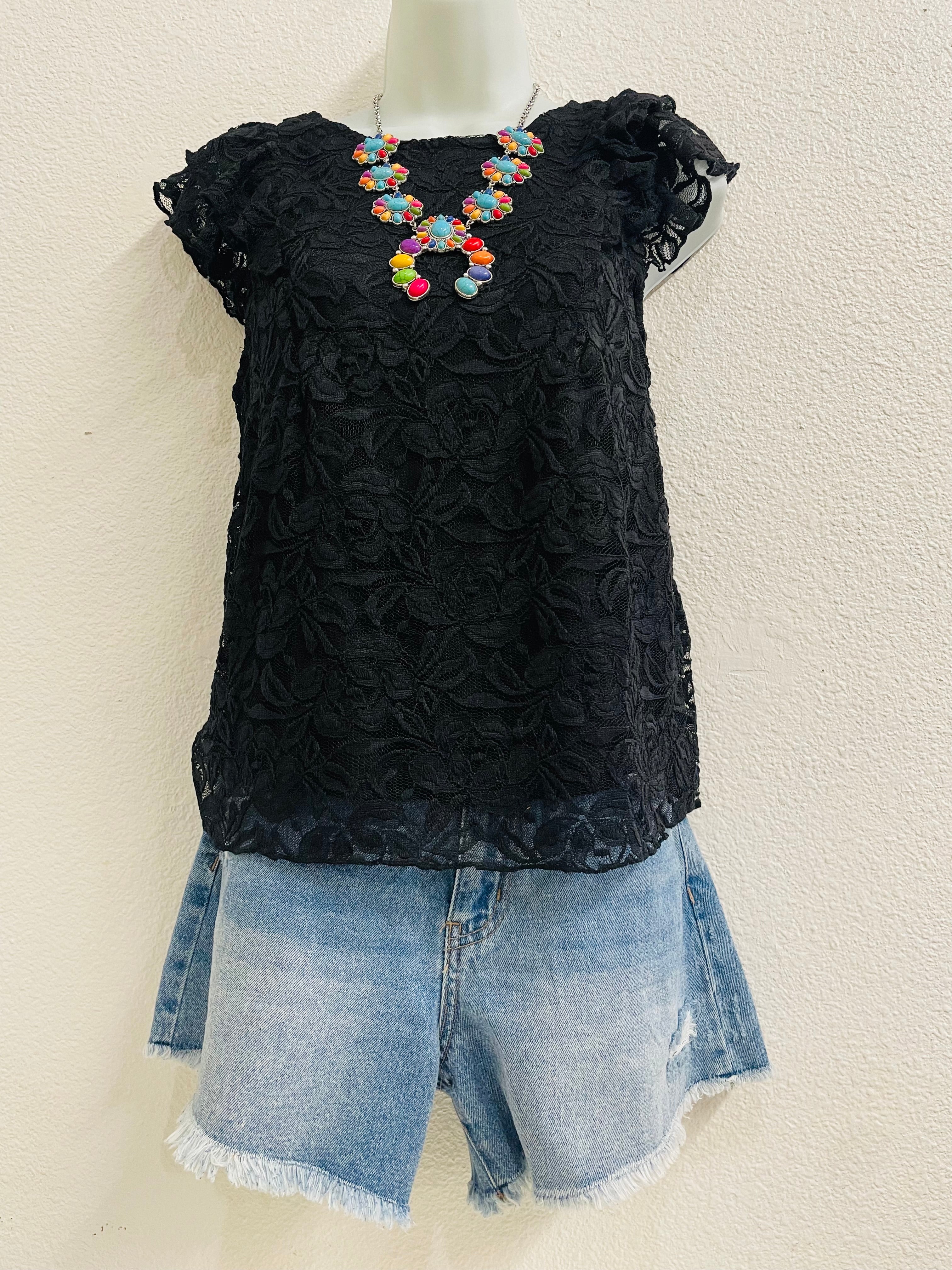 Floral Lace Flutter Sleeve Top
