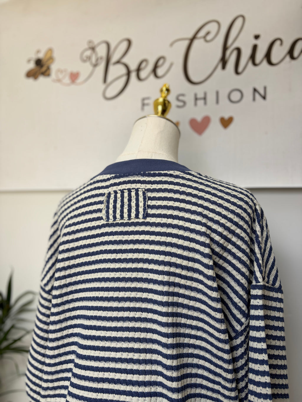 Light Denim Textured Stripe Drop Shirt