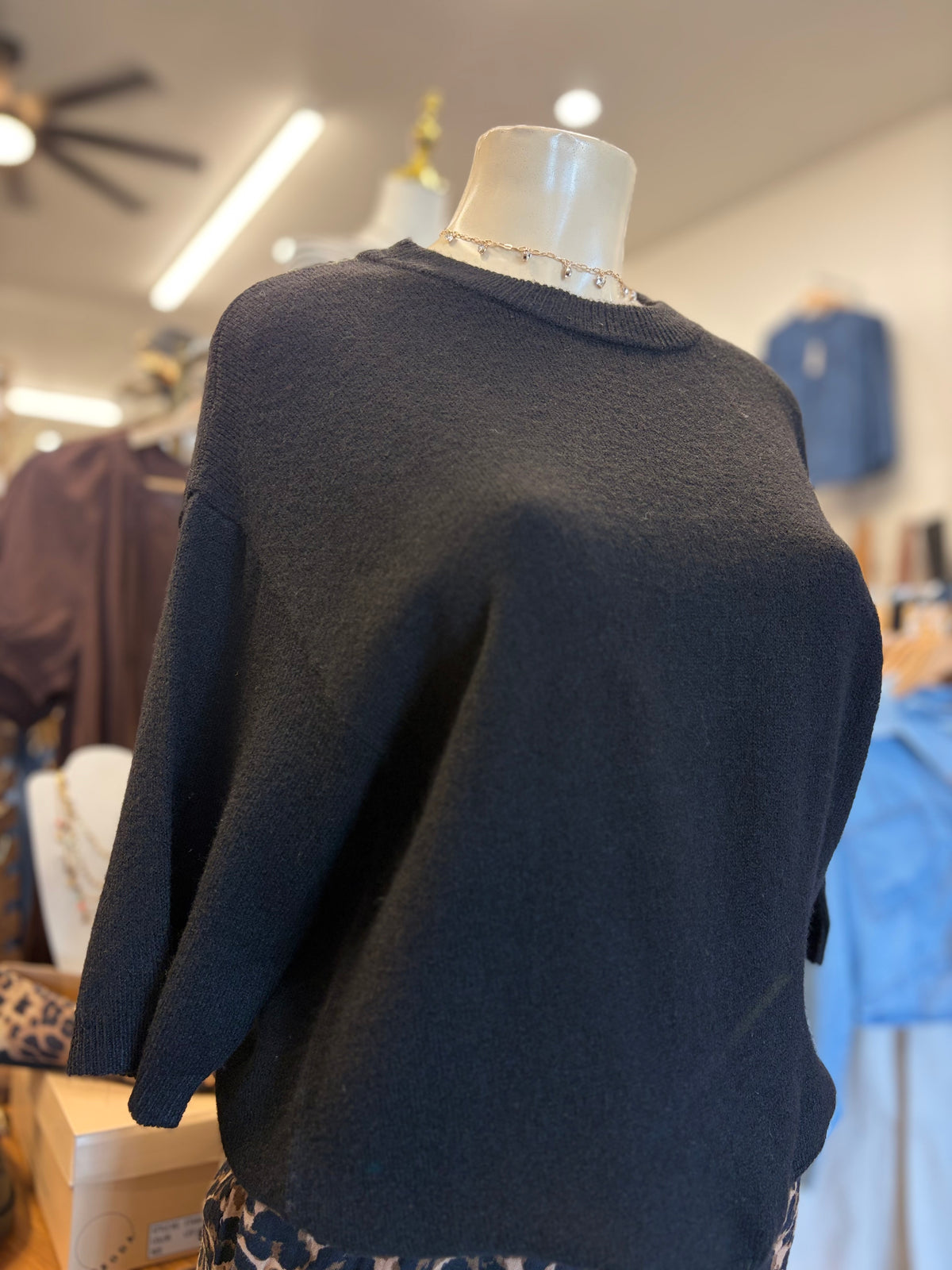 Blk Crewneck Boxy Pull over
