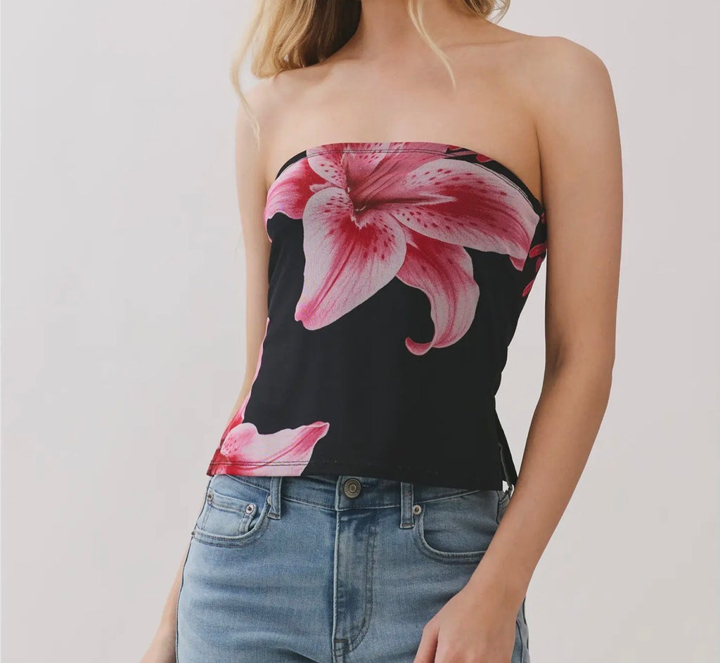 Lily Detail Black Tube Top