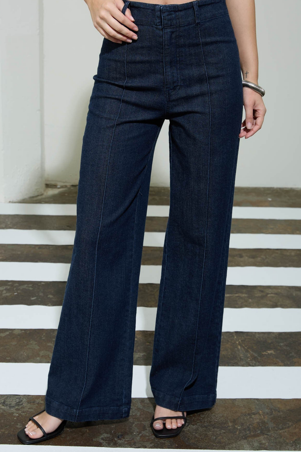 HW Front Seam Wide Leg Jeans