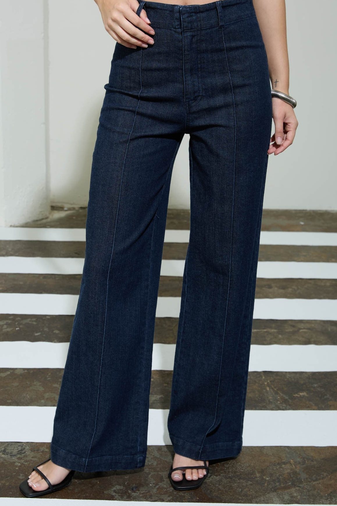 HW Front Seam Wide Leg Jeans