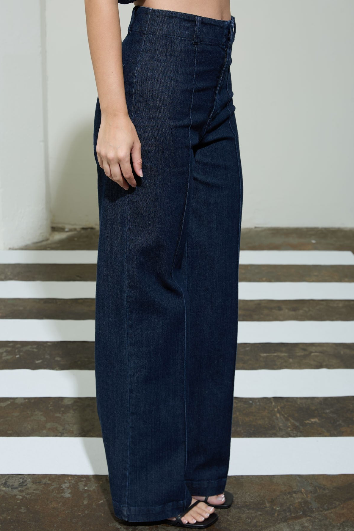 HW Front Seam Wide Leg Jeans