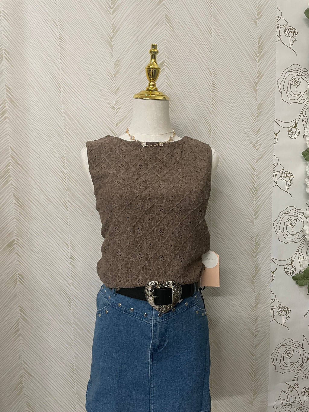 Pointelle double-layer top