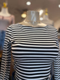 Blk/Crm Stripe long sleeve rib top