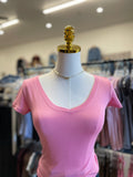 Pink V neck Crop Top
