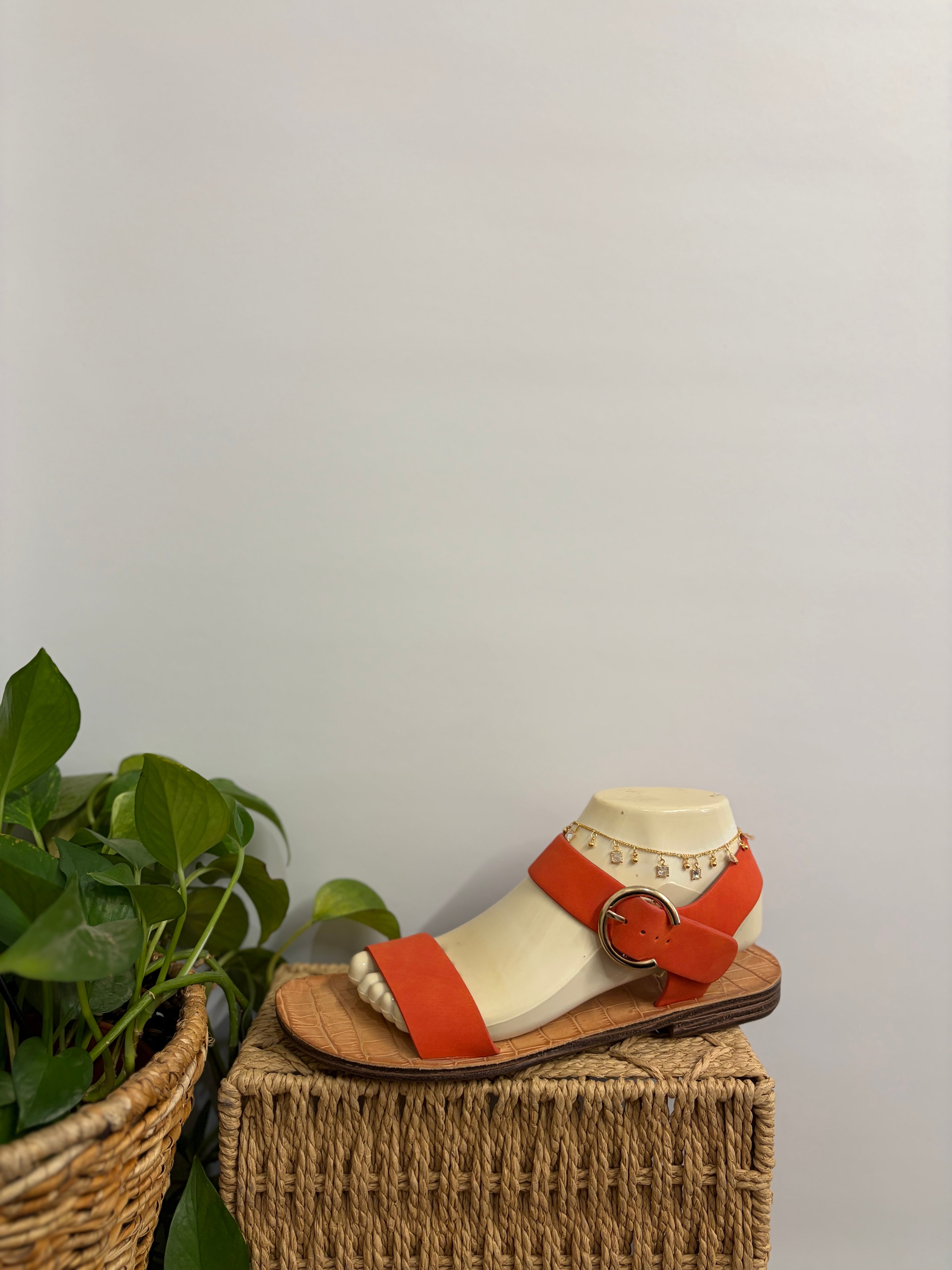 Orange Back Gold Buckle Sandal