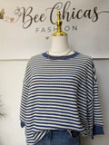 Light Denim Textured Stripe Drop Shirt