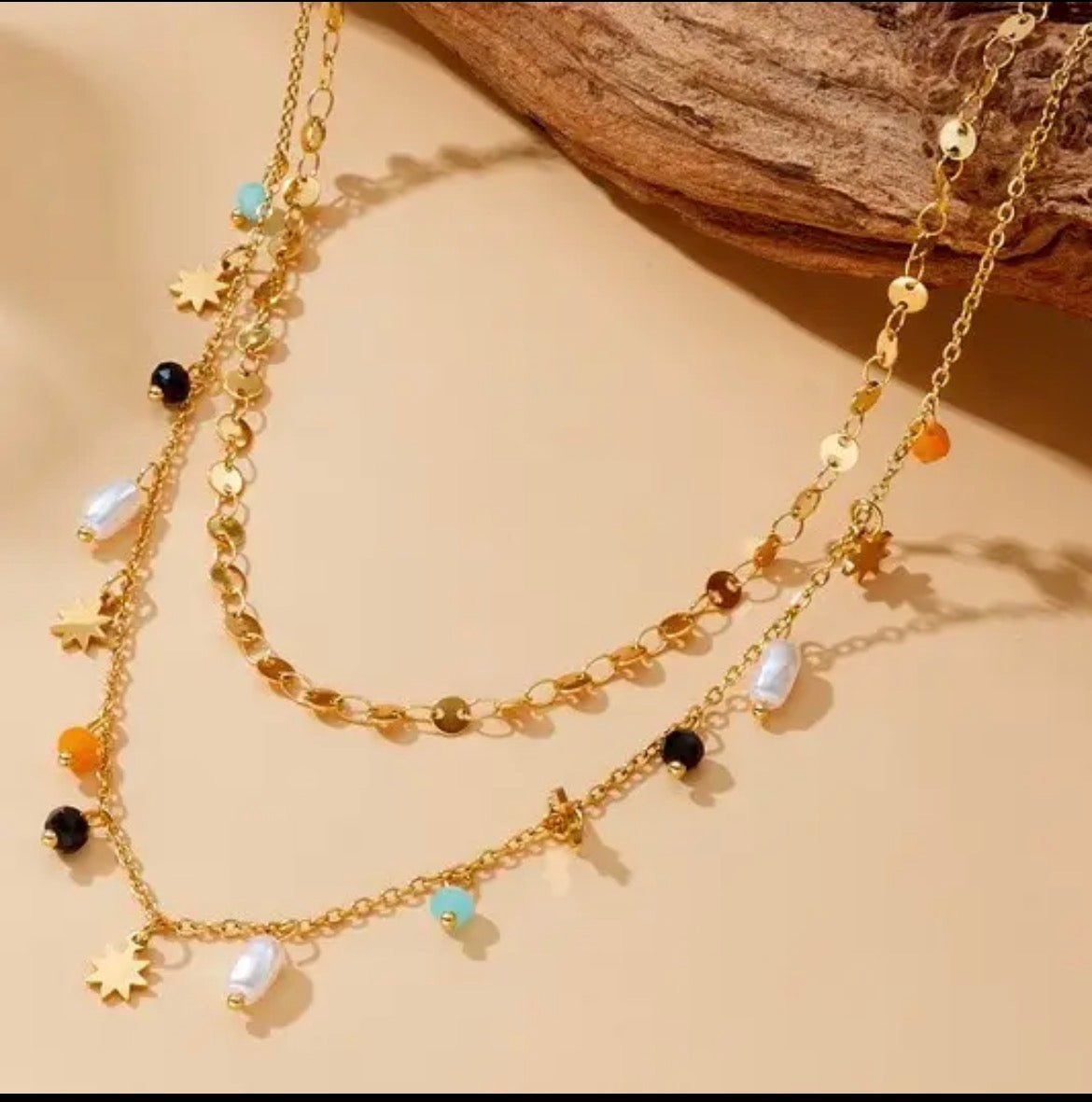18k stainless steel colorful necklace