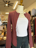 Wine Round Neck Button Down Top
