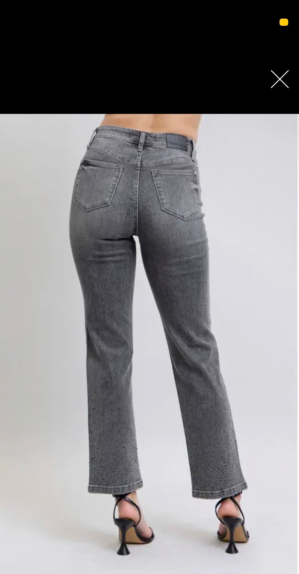 JB Grey HW Rhinestone Straight