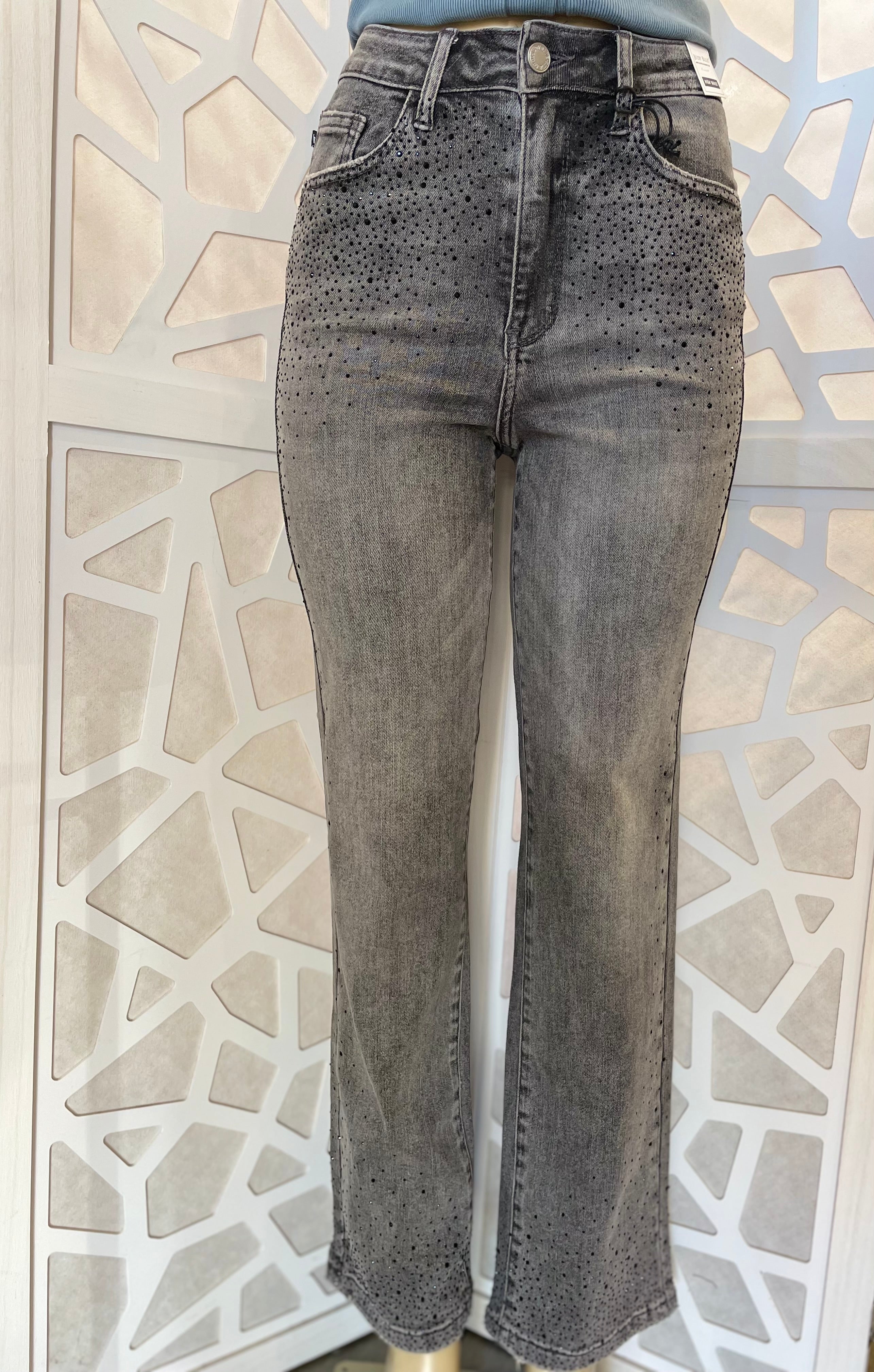 JB Grey HW Rhinestone Straight