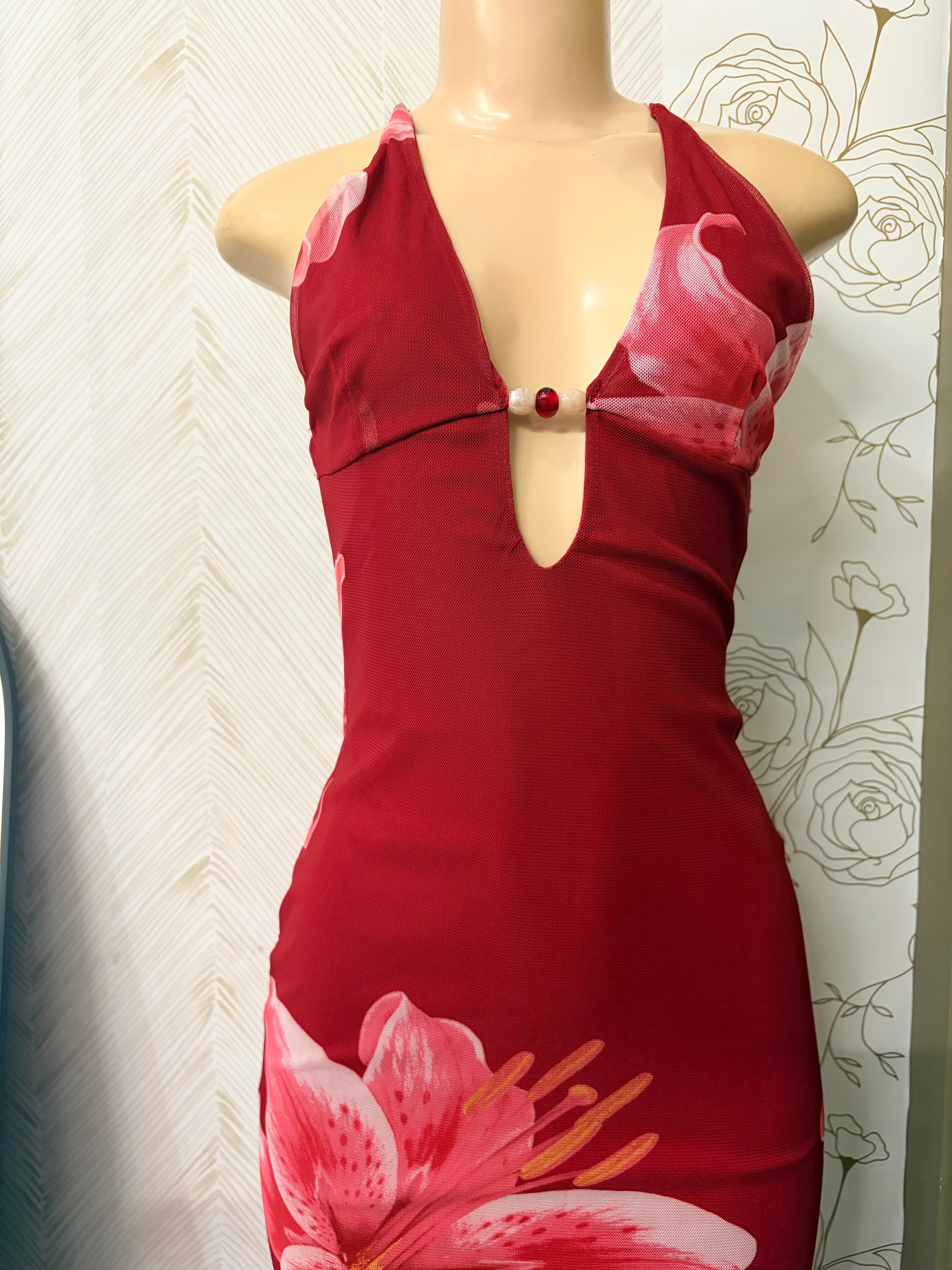 Red Lily detail Maxi Dress