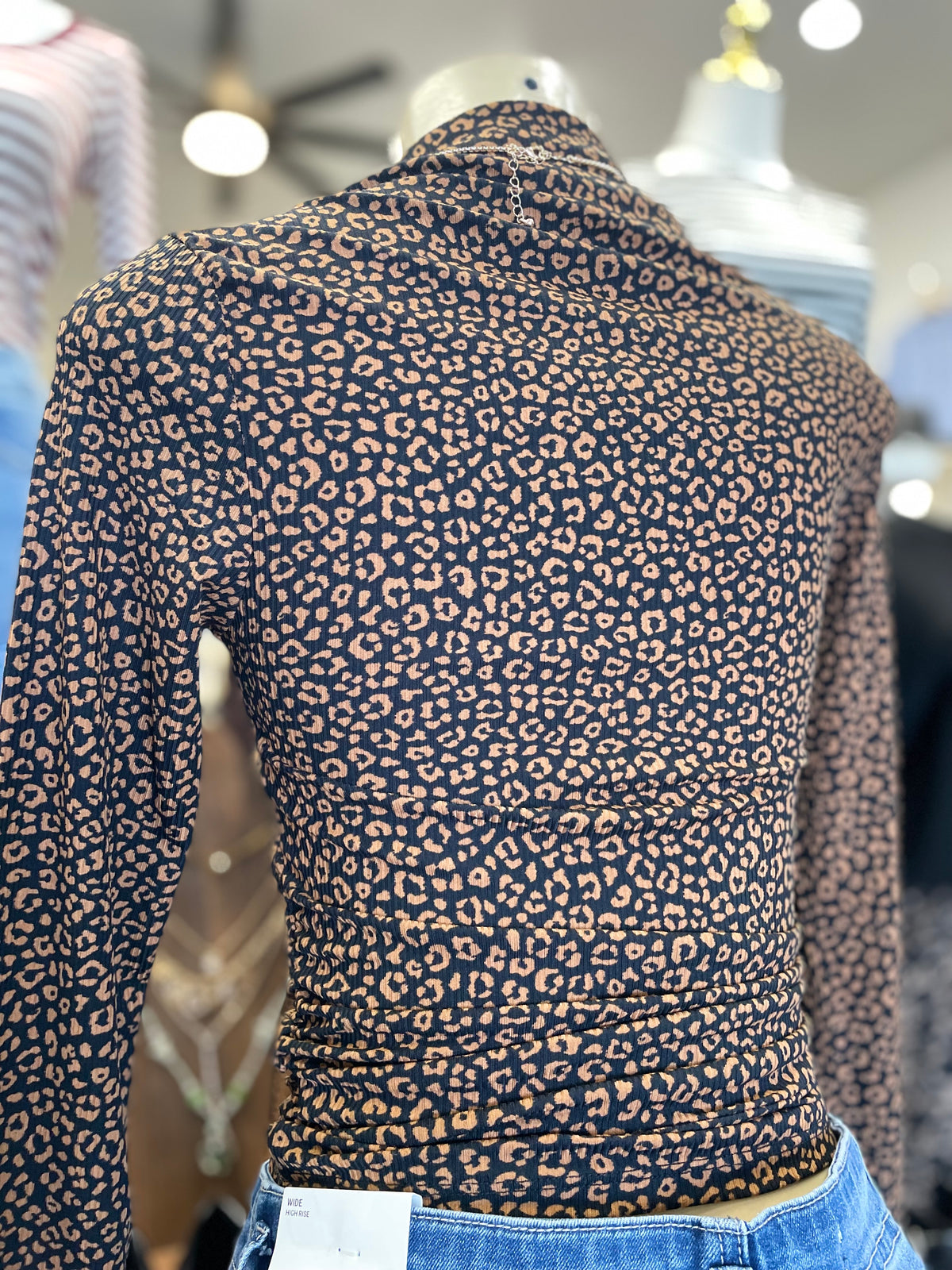 Blk/Khaki Animal print Turtle neck