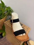Blk Back Gold Buckle Sandal