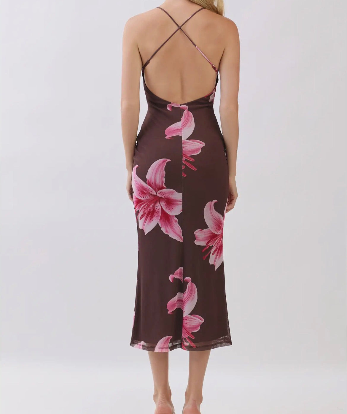 Brown Lily detail Maxi dress