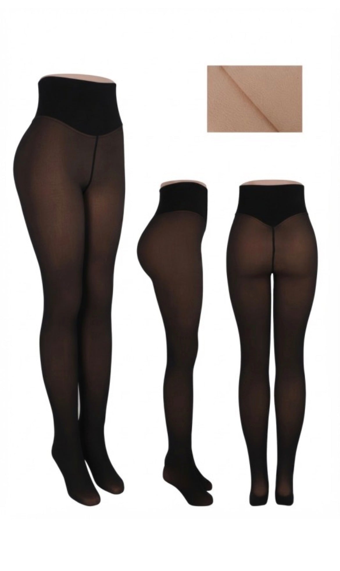 High waist fleece-lined pantyhose