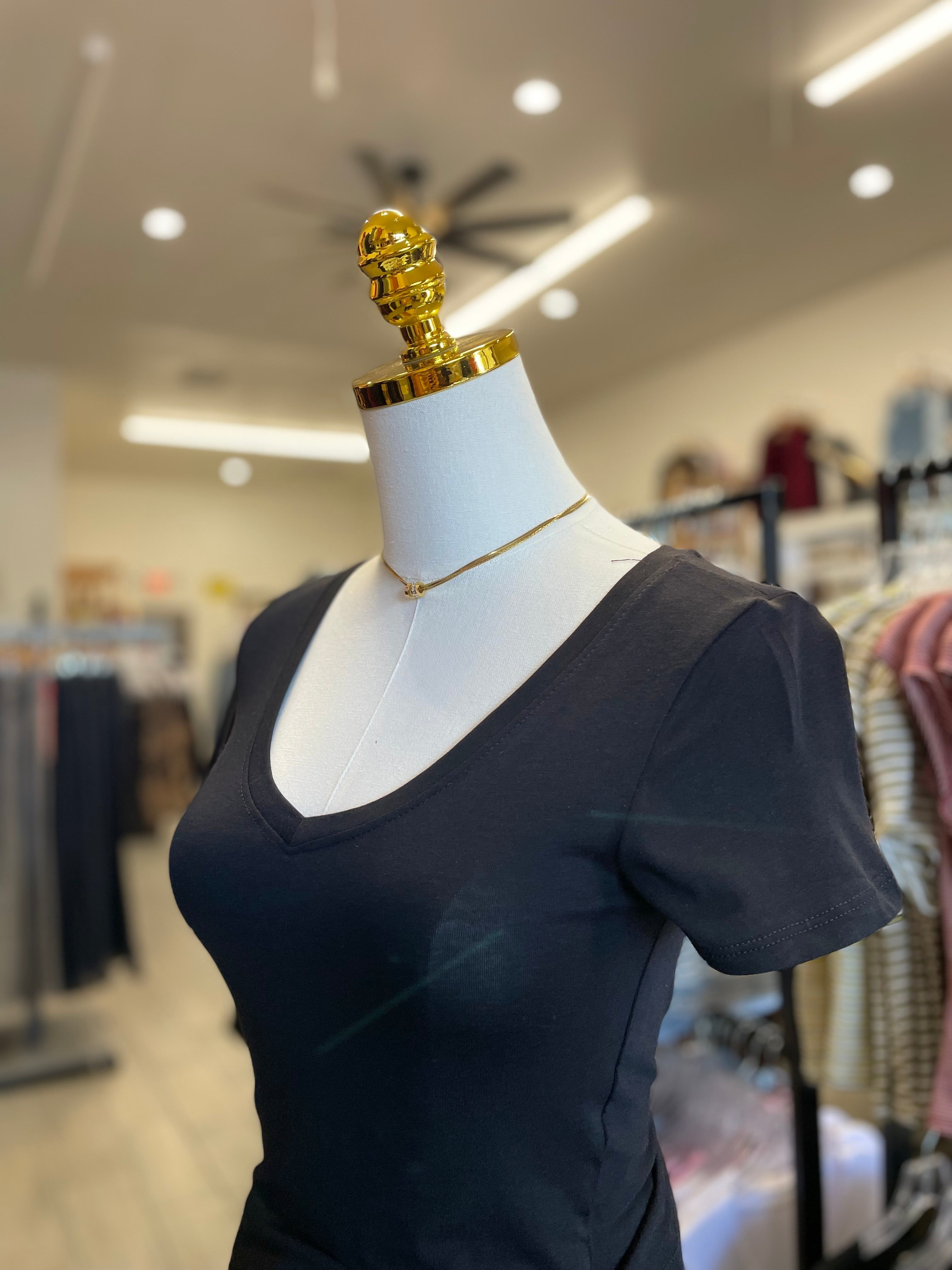 Black V Neck Crop Top