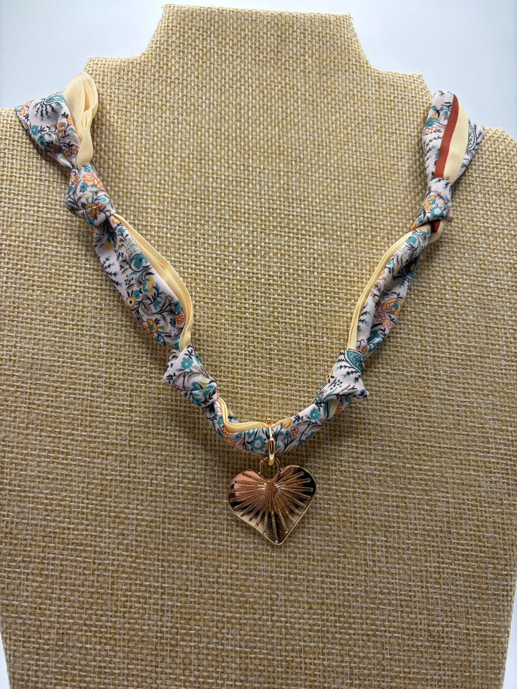 Yellow Scarf Necklace W/Heart Detail