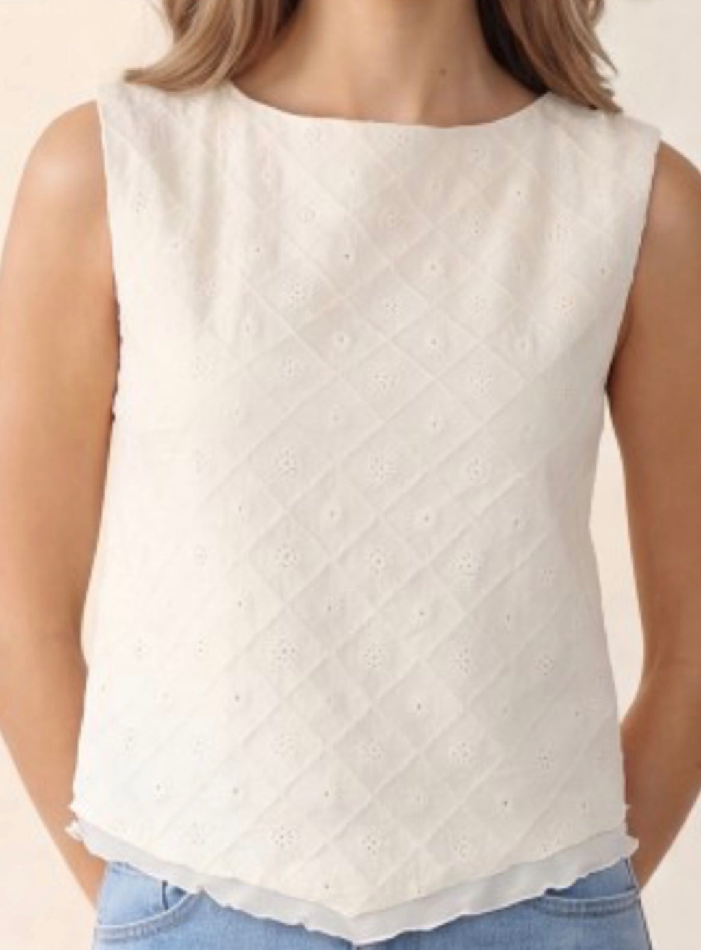 Pointelle double-layer top