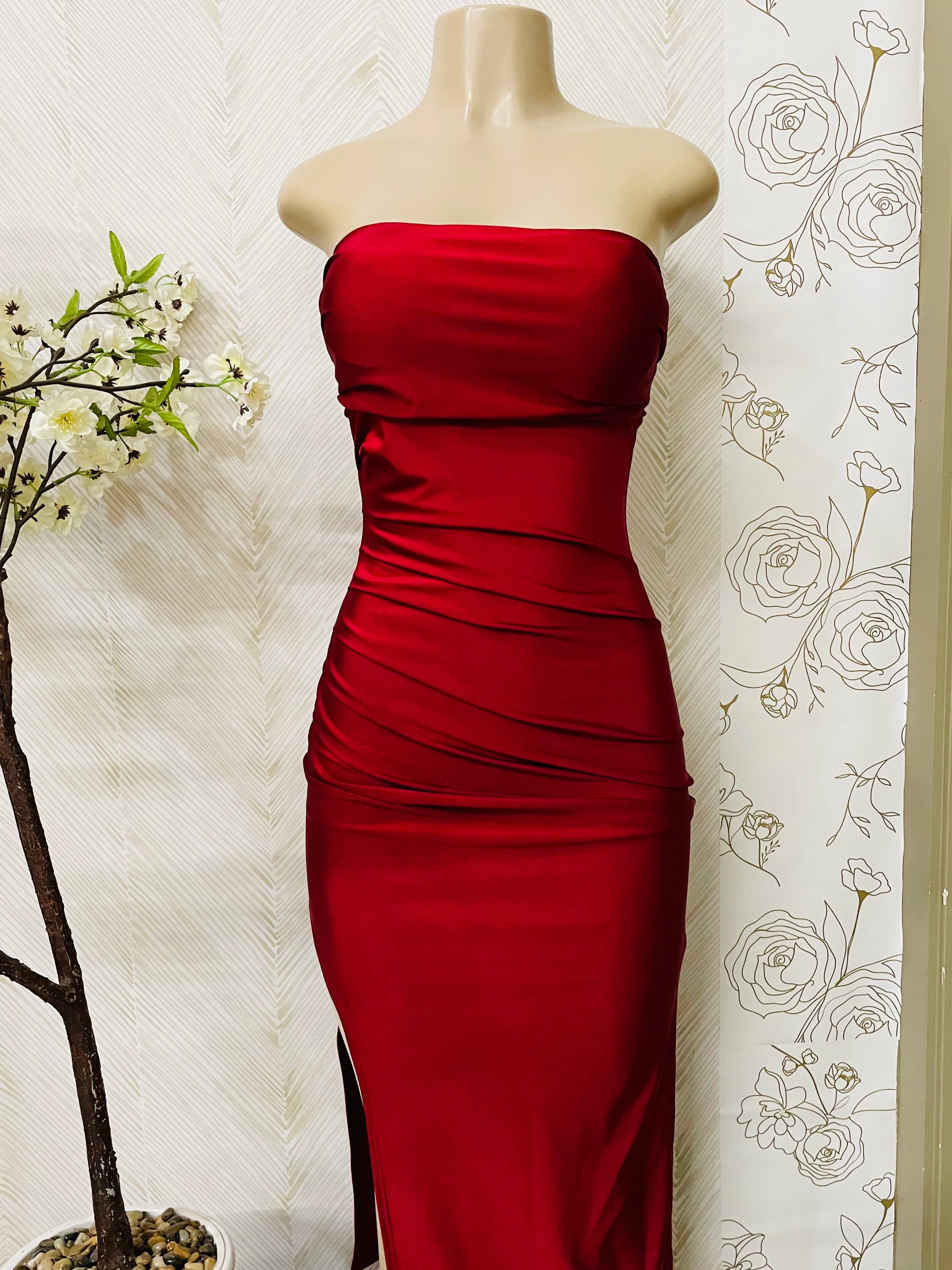 Burgundy tube dress