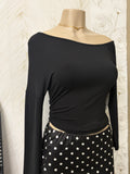 Blk Ruched Off shoulder long sleeve