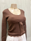 Brown Ribbon Sweater Top