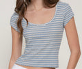 Blue Stripe sweetheart neck top