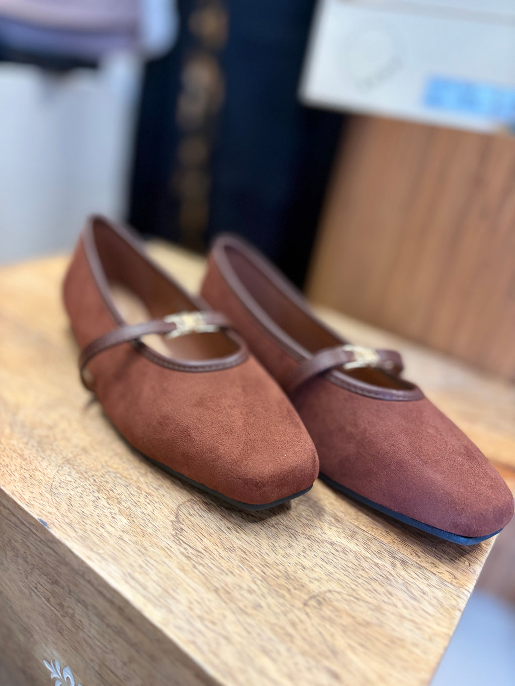 Suede mocha brown flats
