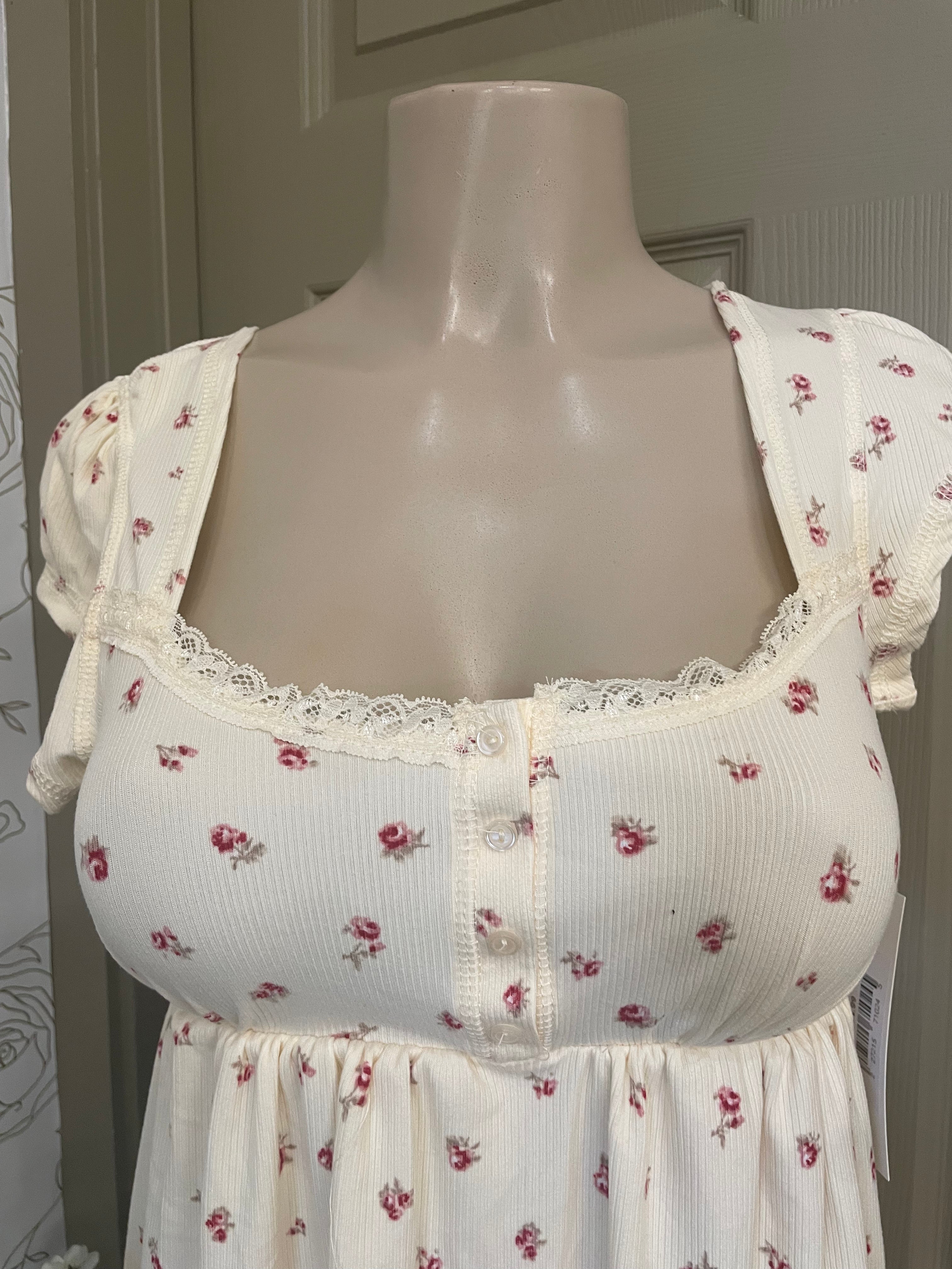 Cream laced babydoll cover stitched top