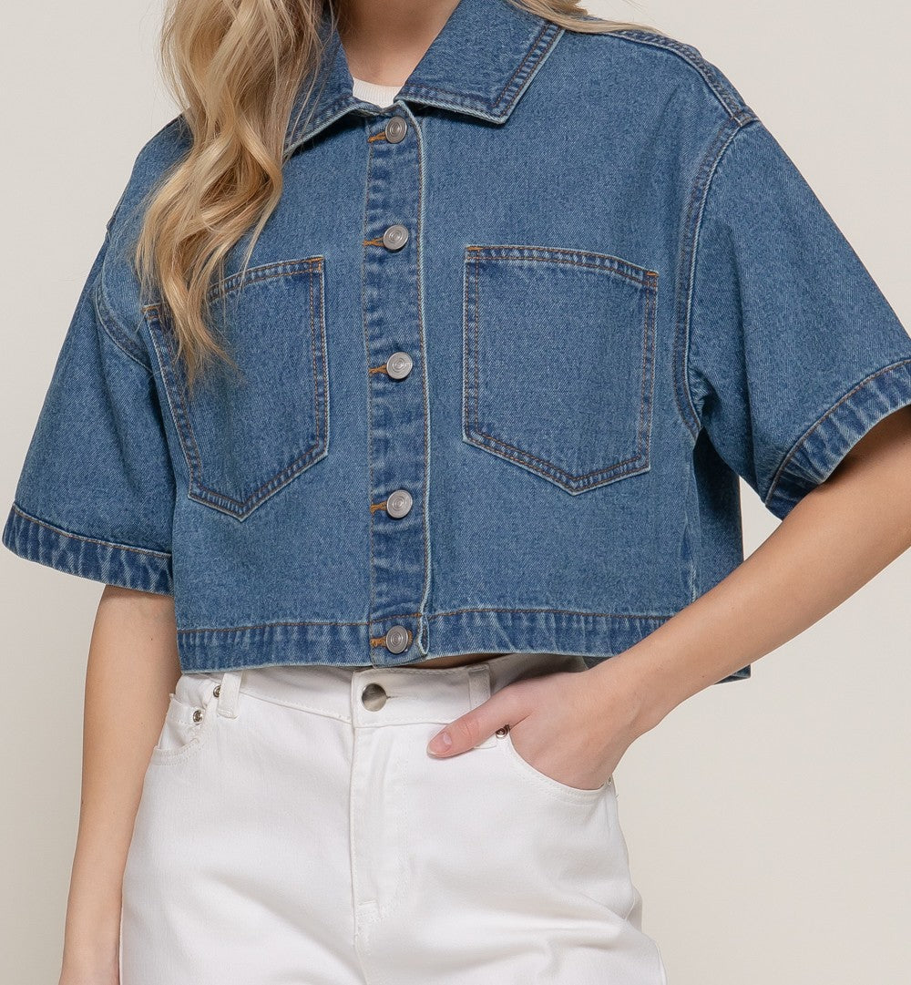 SHORT SLV BOXY SHORT DENIM JACKET