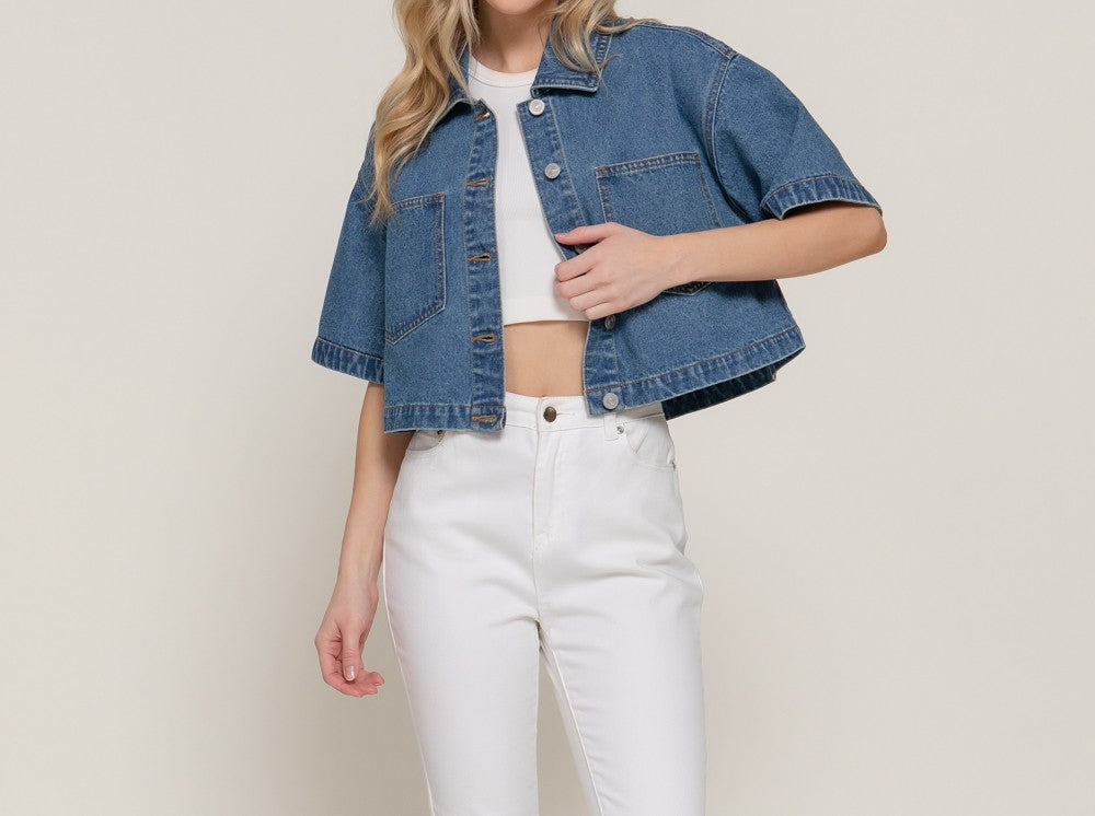 SHORT SLV BOXY SHORT DENIM JACKET